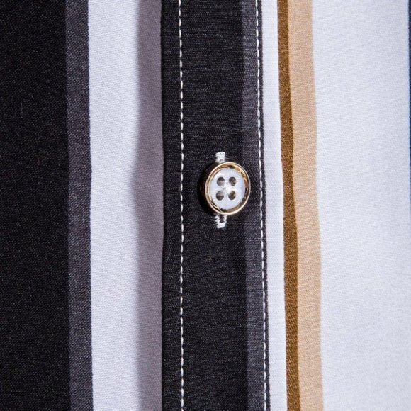 Casual Button Down Men's Summer Striped Print Shirt - Picture 6 of 10